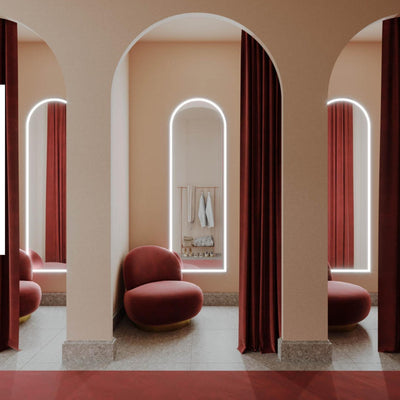 REMER ARCH FRAMED LED MIRROR MATTE WHITE 600X1800MM