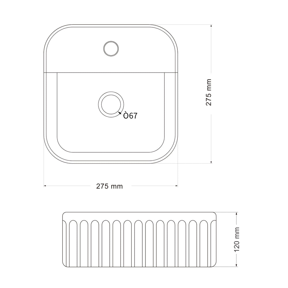 INFINITY ABOVE COUNTER CERAMIC BASIN GLOSS WHITE 275MM