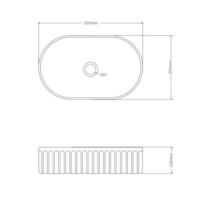 INFINITY ABOVE COUNTER CERAMIC BASIN MATTE WHITE 555MM