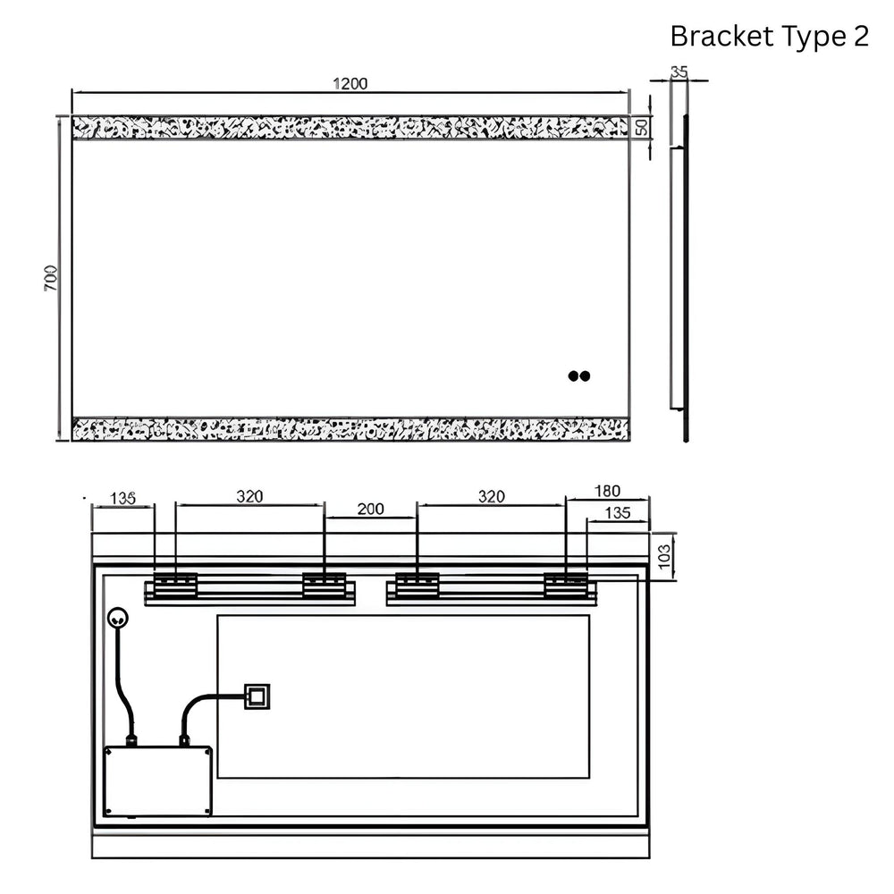 REMER MIRO RECTANGLE FRAMELESS LED MIRROR WITH DEMISTER 1200X700MM