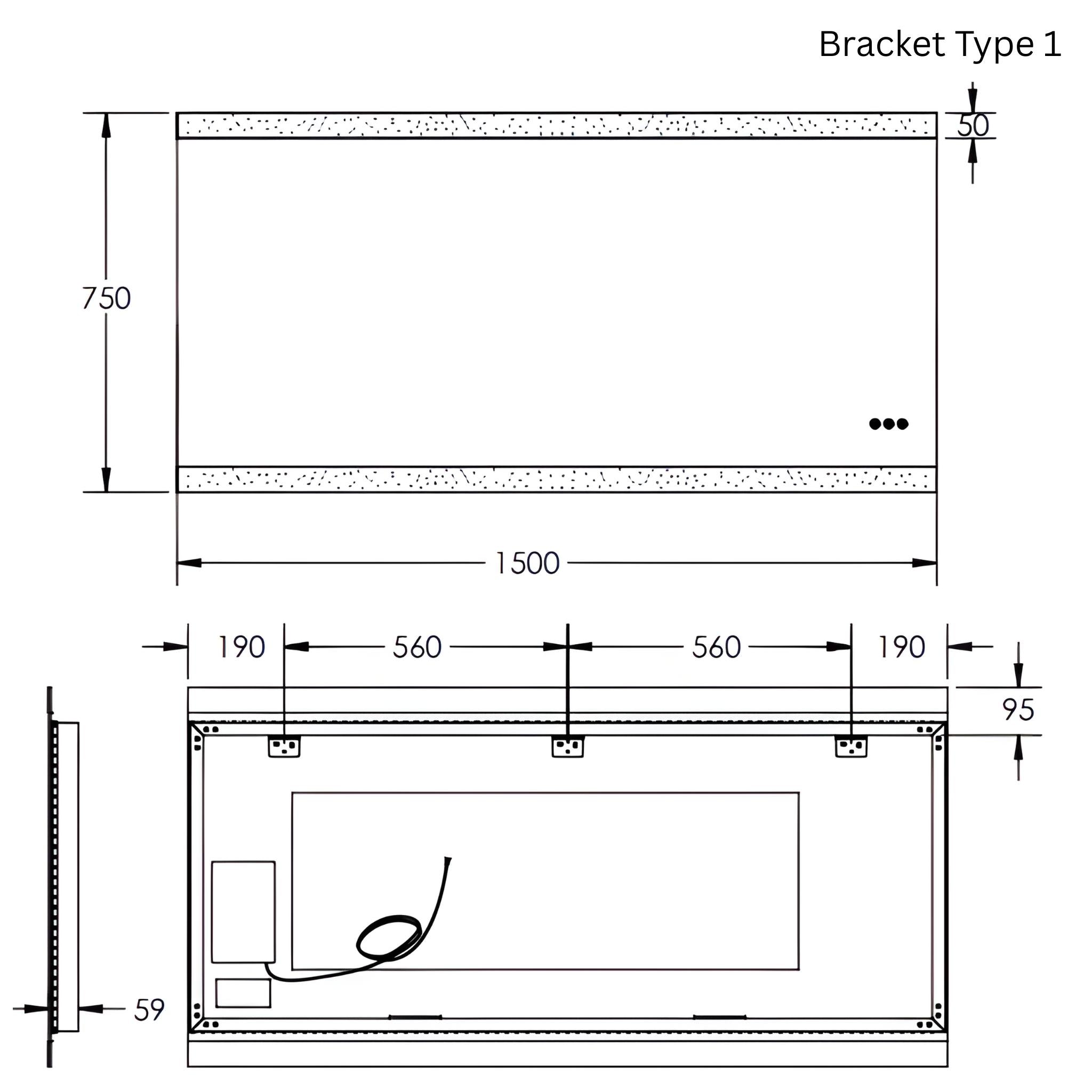 REMER MIRO RECTANGLE FRAMELESS LED MIRROR W/ DEMISTER & BLUETOOTH SPEAKERS 1500X750MM
