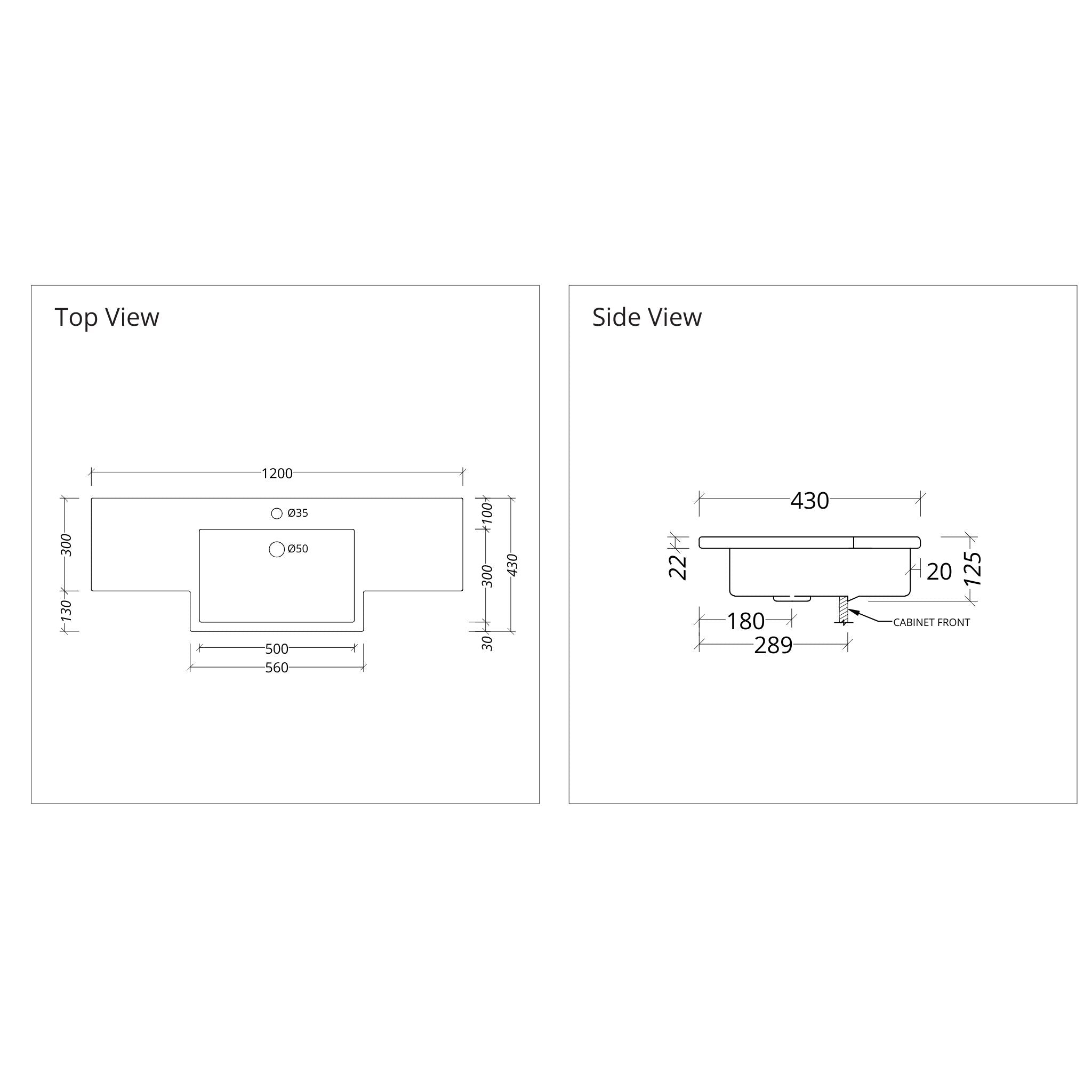 DUROCLASS MONACO FORWARD GLOSS WHITE SINGLE BOWL SEMI-RECESSED VANITY TOP (MULTIPLE SIZES AVAILABLE)