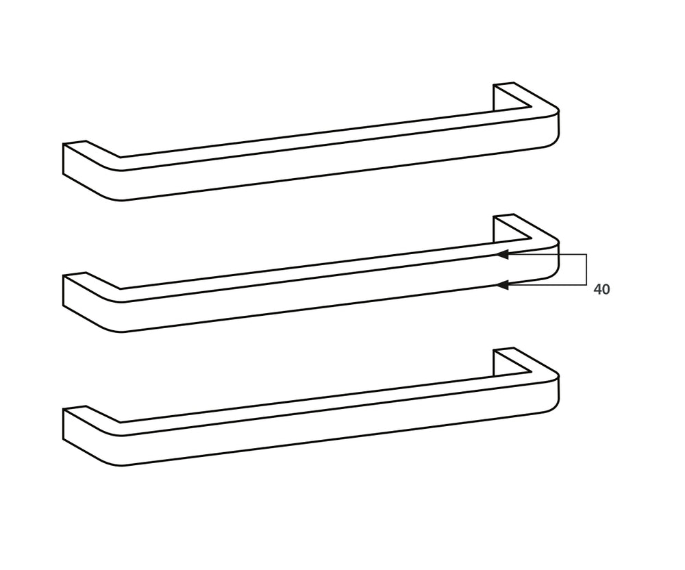 RADIANT HEATING VAIL CURVED HEATED SINGLE TOWEL RAIL CHROME 650MM