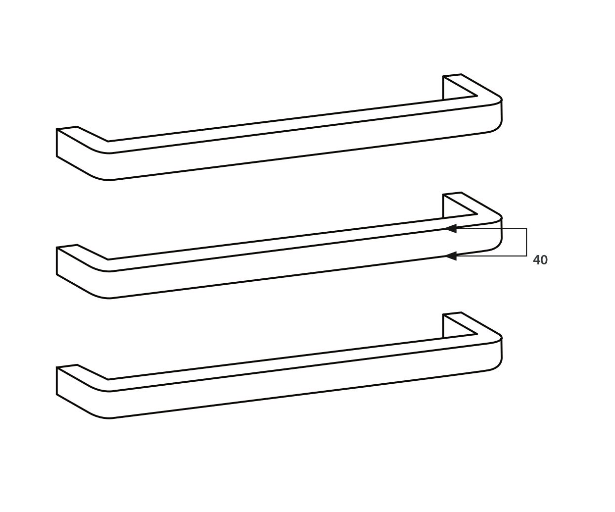 RADIANT HEATING VAIL CURVED HEATED SINGLE TOWEL RAIL CHROME 650MM
