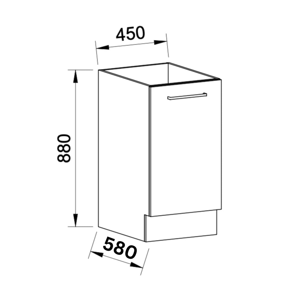 TIMBERLINE CUSTOM LAUNDRY BASE CABINET 450MM WITH 1 DOOR
