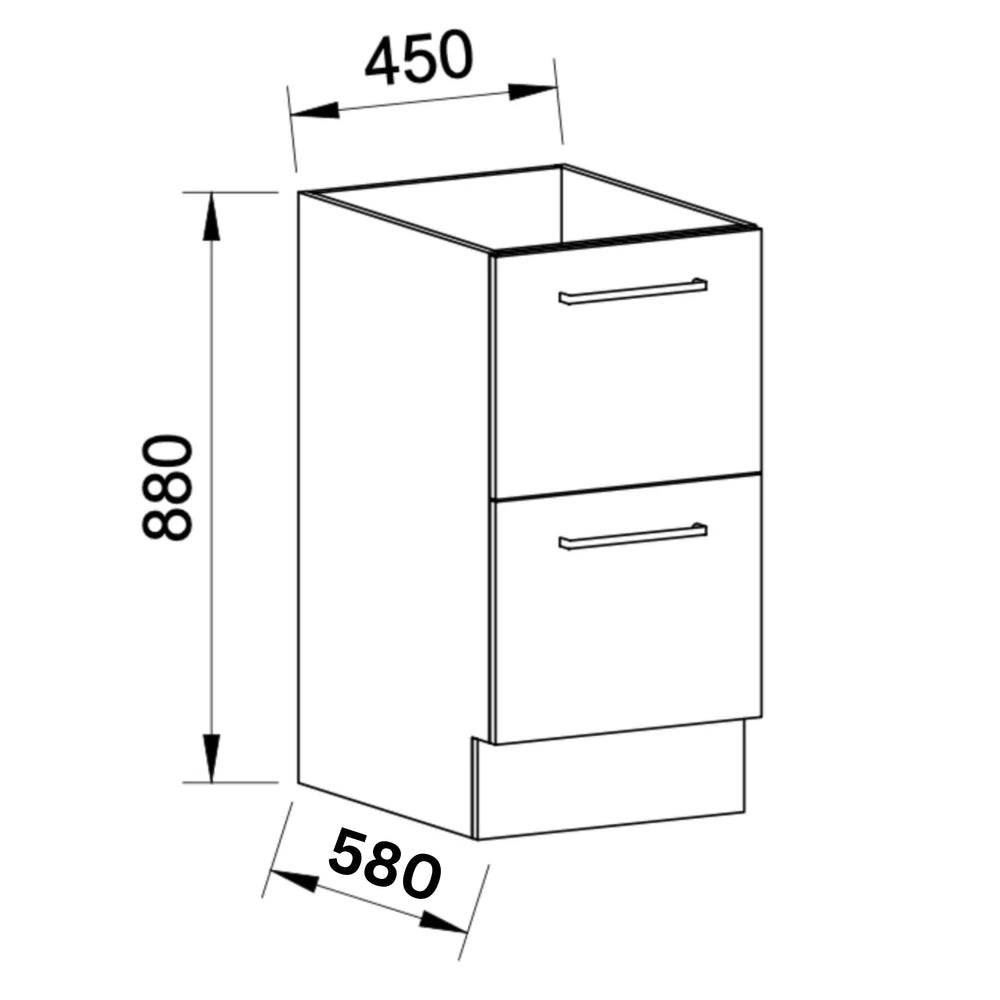 TIMBERLINE CUSTOM LAUNDRY BASE CABINET 450MM WITH 2 DRAWERS