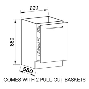 TIMBERLINE CUSTOM LAUNDRY BASE CABINET 600MM WITH TWO PULL-OUT BASKETS