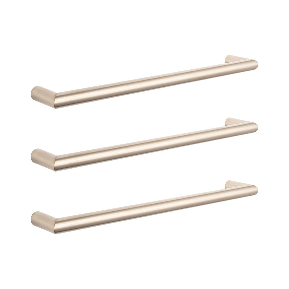 RADIANT HEATING LOW VOLTAGE SINGLE ROUND HEATED TOWEL RAIL WARM BRUSHED NICKEL 650MM