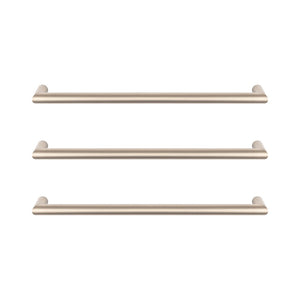 RADIANT HEATING LOW VOLTAGE SINGLE ROUND HEATED TOWEL RAIL WARM BRUSHED NICKEL 650MM