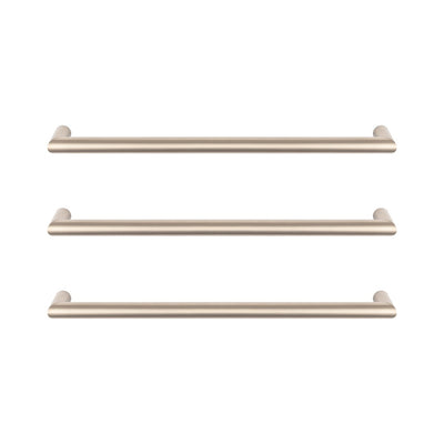 RADIANT HEATING LOW VOLTAGE SINGLE ROUND HEATED TOWEL RAIL WARM BRUSHED NICKEL 650MM