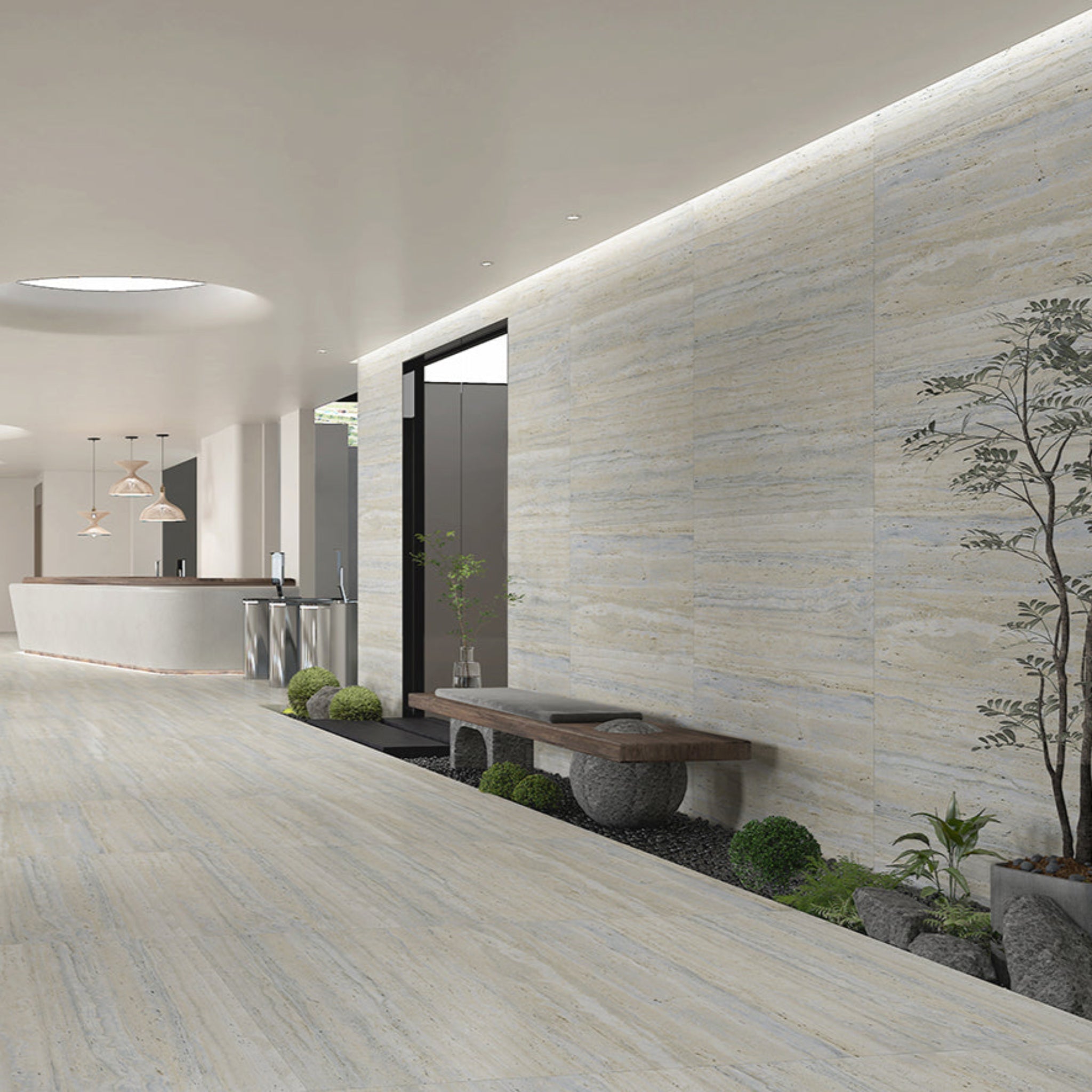EVERSTONE EUROMARMO TRAVERTINE SILVER GOLD MATTE 600X300MM RECTANGULAR TILE (PER BOX)