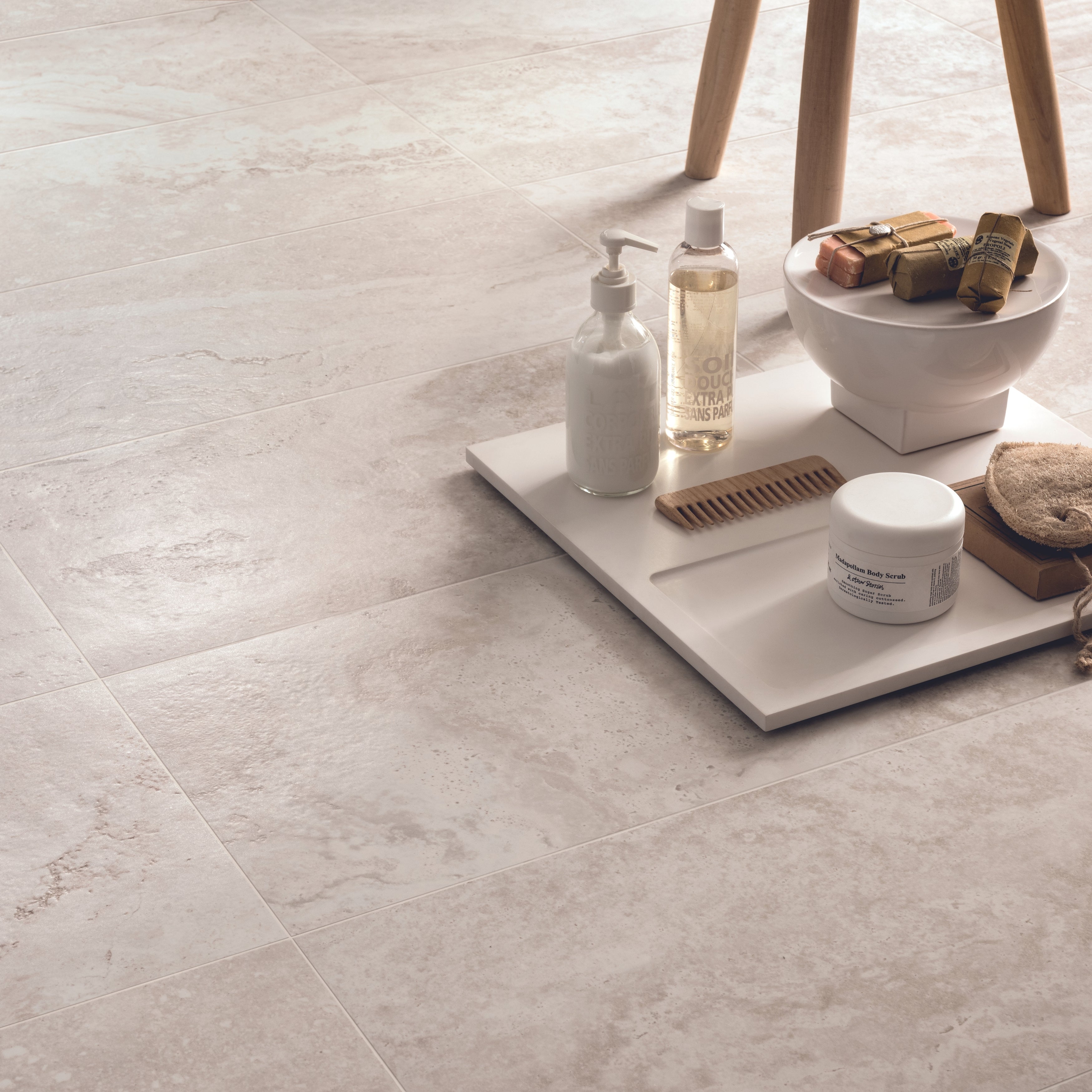 EVERSTONE 3D CRAFTED TRAVERTINE WHITE NATURAL 1200X600MM RECTANGULAR TILE (PER BOX)