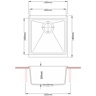 AQUAPERLA CARYSIL SINGLE BOWL SINK BLACK GRANITE 430MM