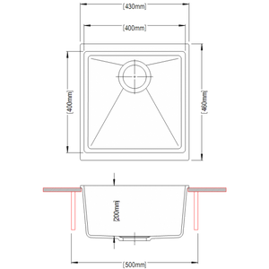 AQUAPERLA  SINGLE BOWL UNDERMOUNT SINK WHITE 430MM