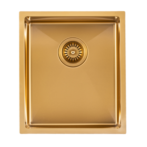 AQUAPERLA T304 HANDMADE SINGLE BOWL SINK BRUSHED GOLD 390MM