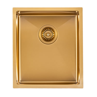AQUAPERLA T304 HANDMADE SINGLE BOWL SINK BRUSHED GOLD 390MM