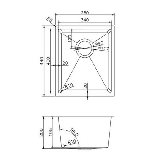 AQUAPERLA T304 HANDMADE SINGLE BOWL KITCHEN SINK STAINLESS STEEL 380MM