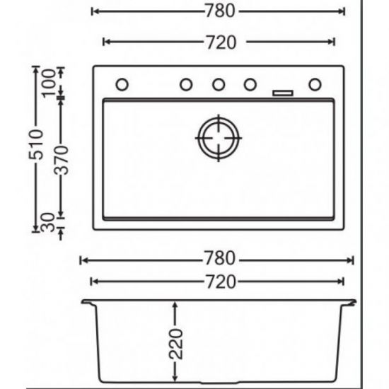 CARYSIL  SINGLE BOWL GRANITE STONE KITCHEN SINK WHITE 780MM