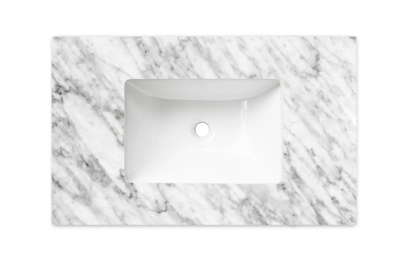 OTTI NATURAL CARRARA WHITE UNDERMOUNT SINGLE VANITY MARBLE STONE TOP (AVAILABLE IN 600MM, 750MM, 900MM AND 1200MM)