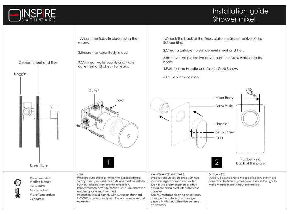 INSPIRE VETTO SHOWER MIXER 140MM MATTE BLACK