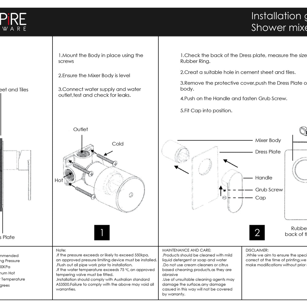 INSPIRE VETTO SHOWER WALL MIXER MATTE BLACK AND ROSE GOLD