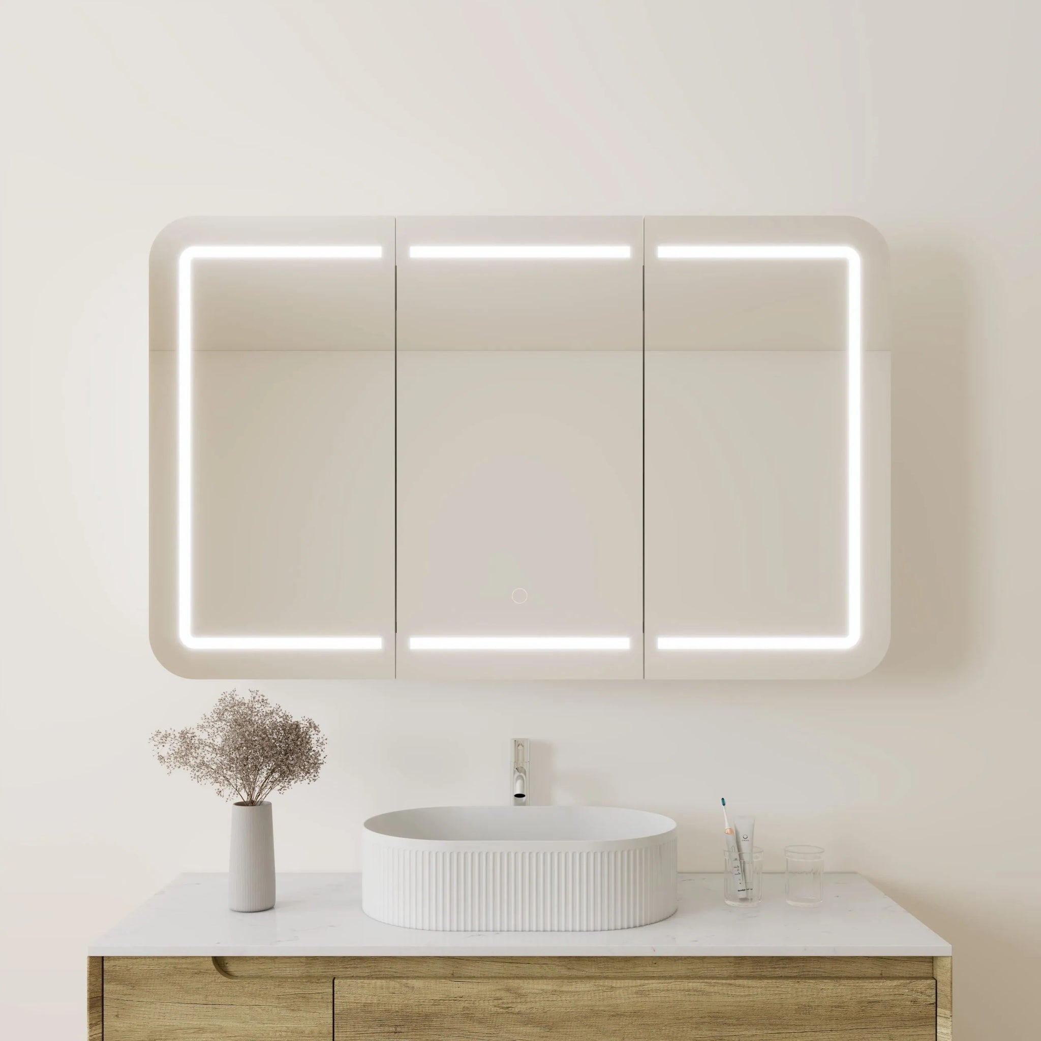 VITO LED PVC MIRROR SHAVING CABINET 1200X750MM