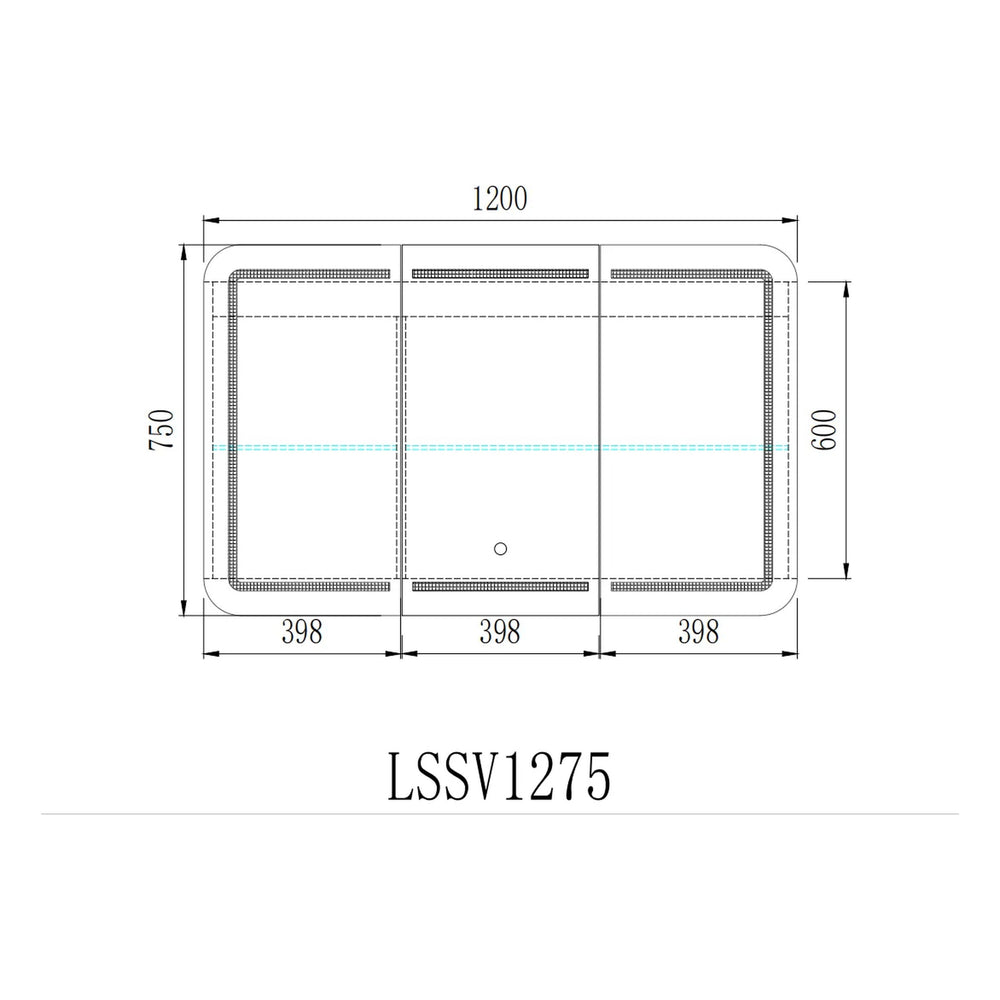 VITO LED PVC MIRROR SHAVING CABINET 1200X750MM