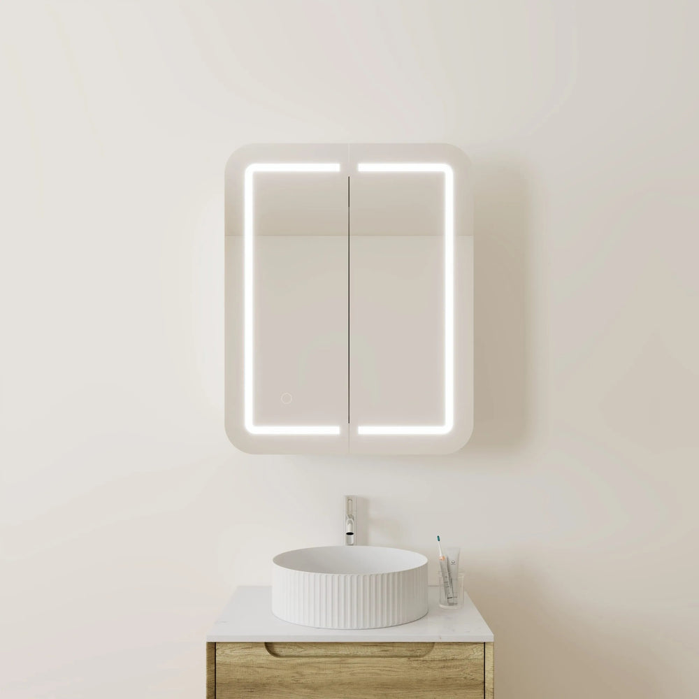 VITO LED PVC MIRROR SHAVING CABINET 600X750MM