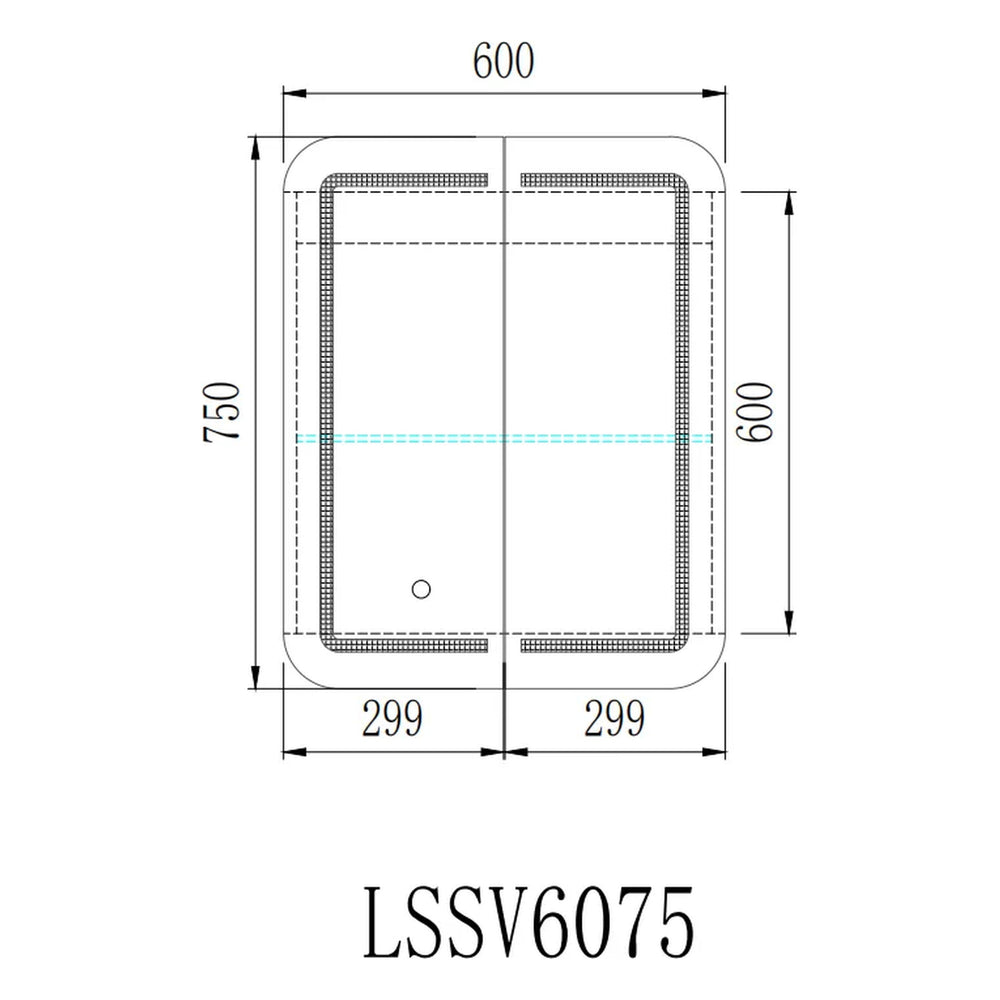VITO LED PVC MIRROR SHAVING CABINET 600X750MM