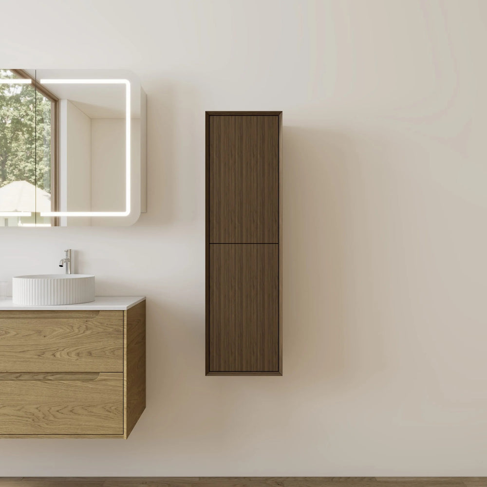 VITO WALL HUNG TALL BOY WALNUT 350MM X 1200MM