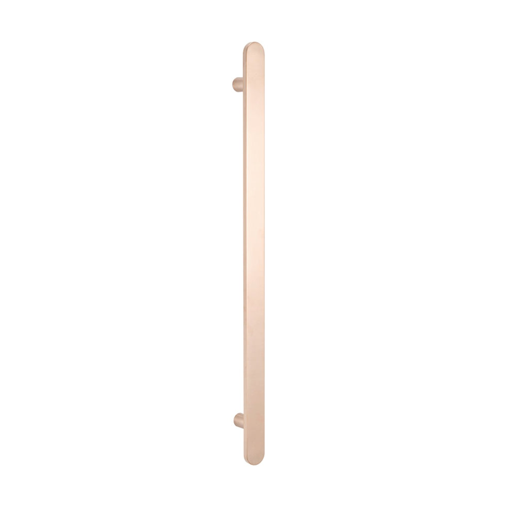 RADIANT HEATING VERTICAL FLAT BAR HEATED SINGLE TOWEL RAIL CHAMPAGNE 930MM