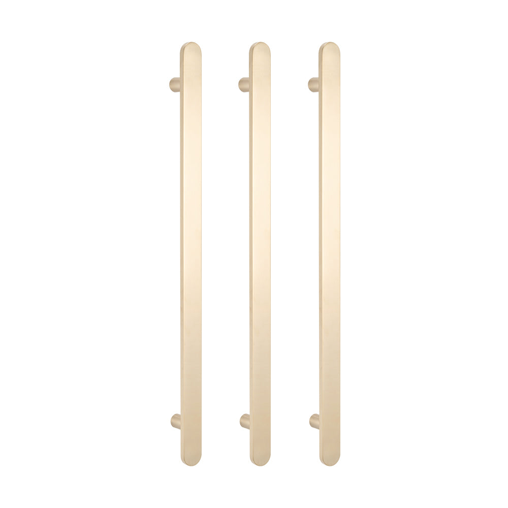 RADIANT HEATING VERTICAL FLAT BAR HEATED SINGLE TOWEL RAIL WARM BRUSHED NICKEL 930MM