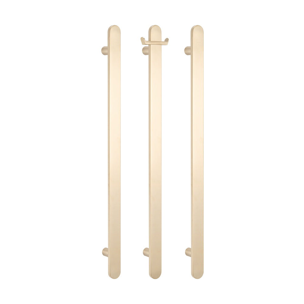 RADIANT HEATING VERTICAL FLAT BAR HEATED SINGLE TOWEL RAIL WARM BRUSHED NICKEL 930MM