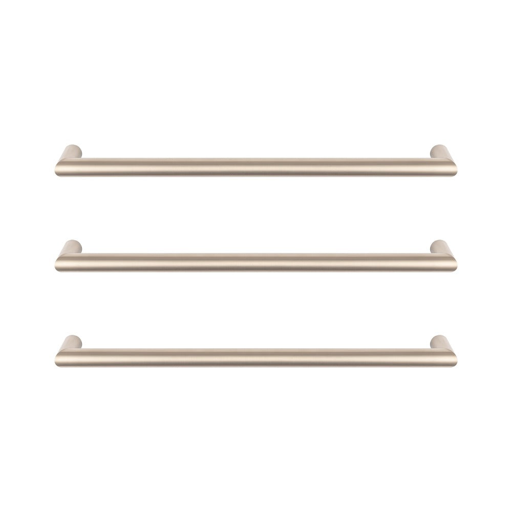 RADIANT HEATING LOW VOLTAGE SINGLE ROUND NON-HEATED TOWEL RAIL WARM BRUSHED NICKEL 650MM