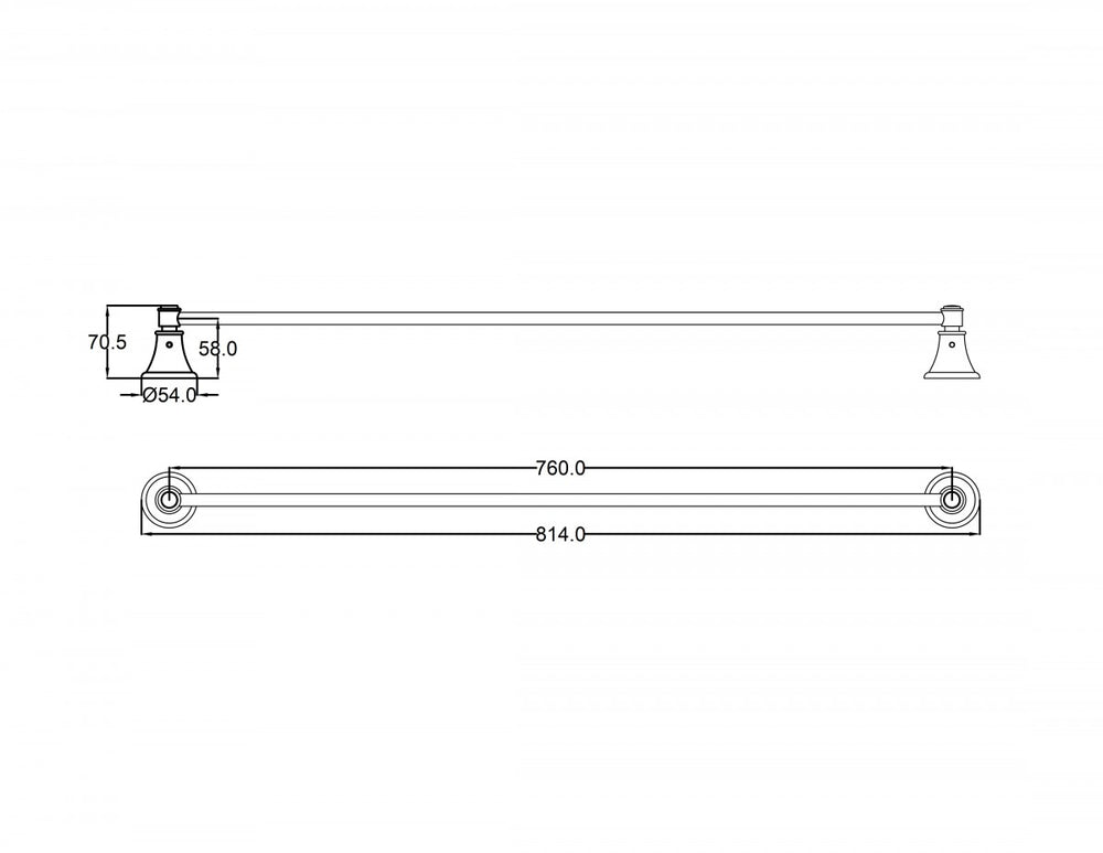 IKON CLASICO NON-HEATED SINGLE TOWEL RAIL BRUSHED NICKEL 800MM
