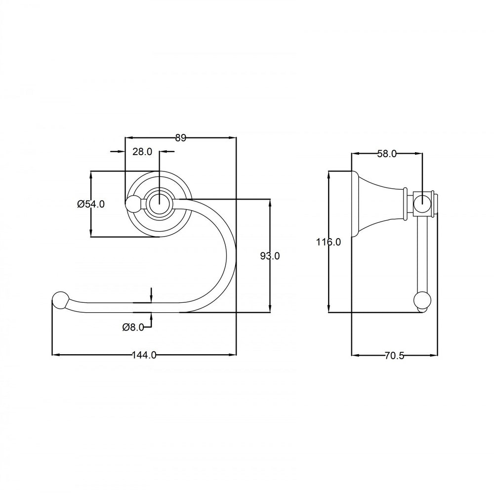 IKON CLASICO TOILET ROLL HOLDER BRUSHED NICKEL 144MM
