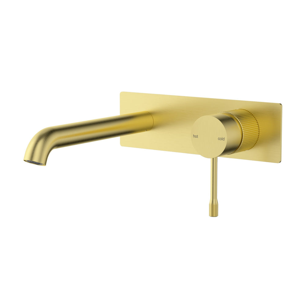 IKON LINIE WALL BASIN MIXER TRIM KIT WITH ROUGH IN BODY 200MM BRUSHED GOLD