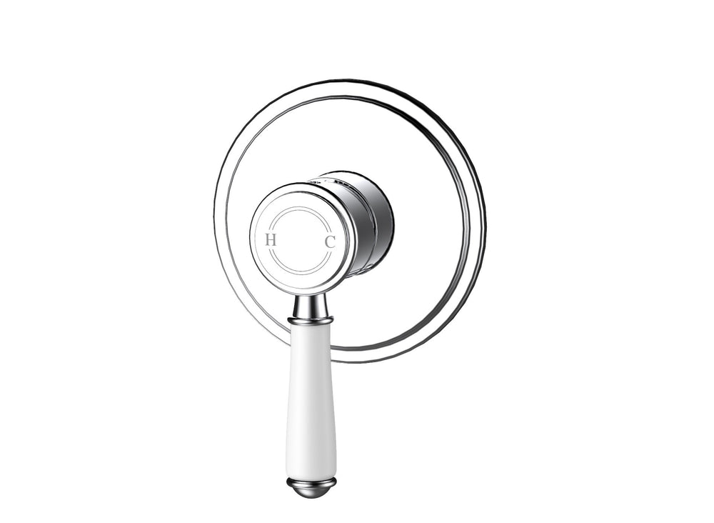 IKON CLASICO WALL MIXER TRIM KITS WITH ROUGH IN BODY 115MM CERAMIC HANDLE CHROME