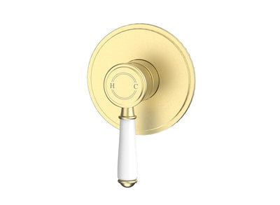 IKON CLASICO LEAD FREE WALL MIXER TRIM KITS WITH ROUGH IN BODY 115MM CERAMIC HANDLE BRUSHED GOLD