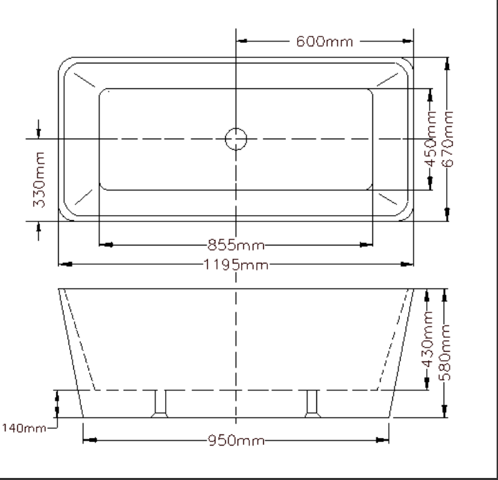 POSEIDON QUBIST  FREE STANDING BATH GLOSS WHITE 1200MM