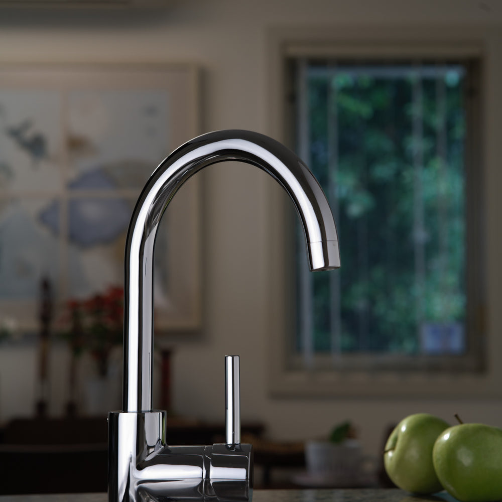QUOSS GOOSENECK HIGH RISE SINK MIXER 320MM CHROME