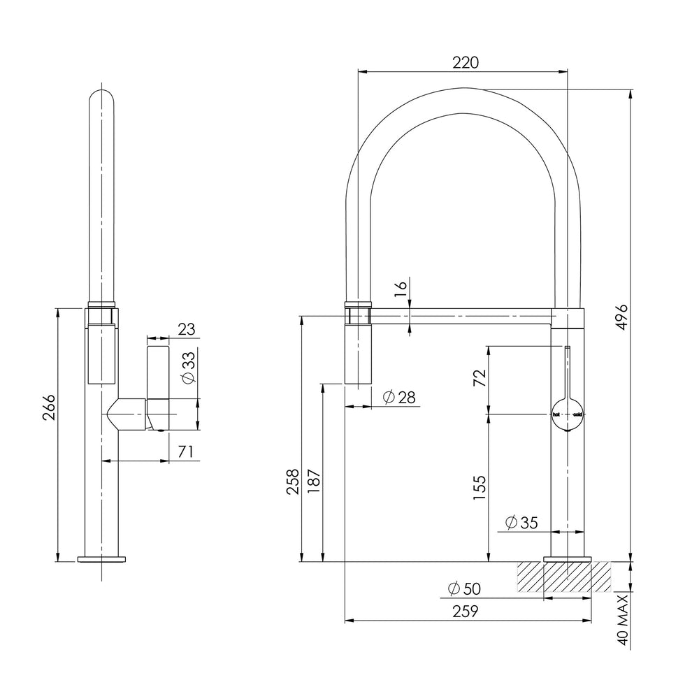 PHOENIX PRIZE FLEXIBLE COIL SINK MIXER 496MM MATTE BLACK