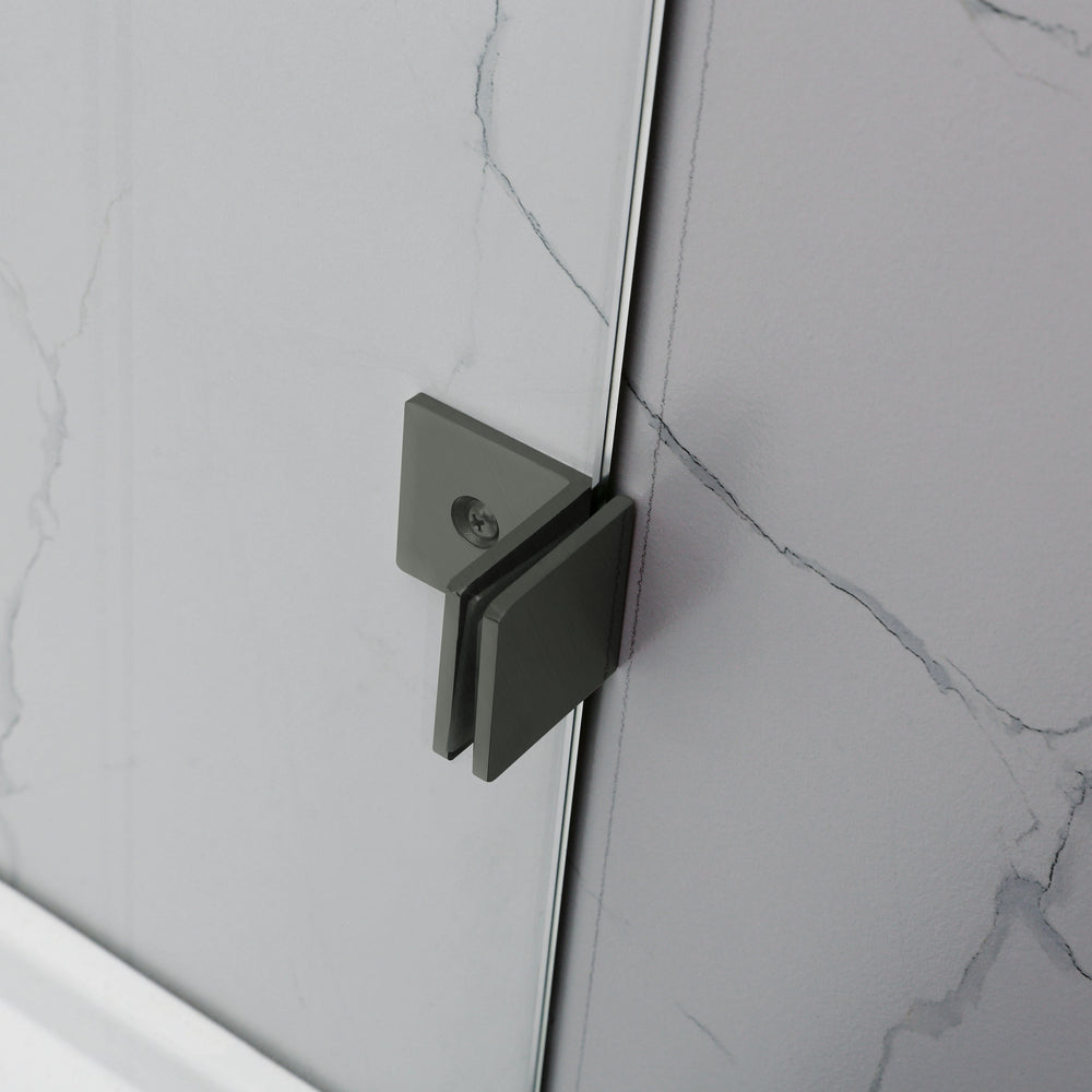 COVEY WALL TO WALL FRAMELESS PIVOTAL HINGE DOOR SHOWER SCREEN GUN METAL GREY