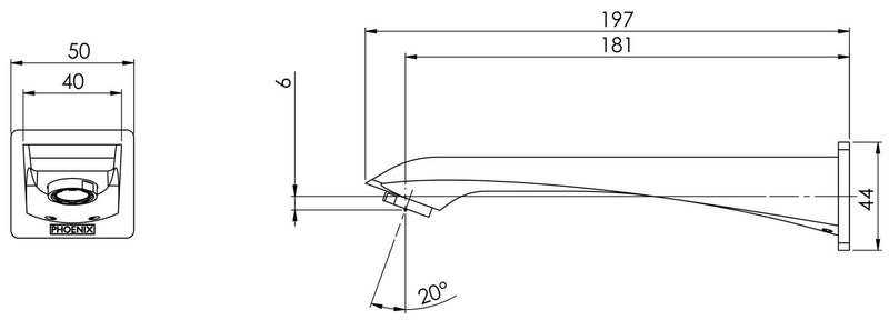 PHOENIX AGRO WALL BATH OUTLET 180MM CHROME