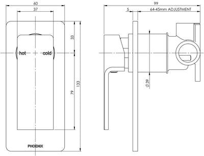 PHOENIX RADII SHOWER / WALL MIXER CHROME