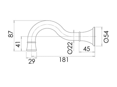 PHOENIX NOSTALGIA BATH OUTLET SHEPHERDS CROOK 181MM CHROME
