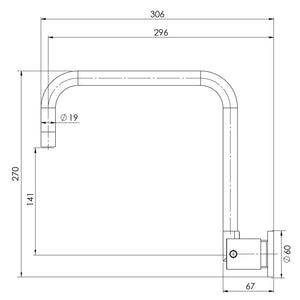 PHOENIX VIVID PIN LEVER WALL SINK SET SQUARELINE 270MM CHROME