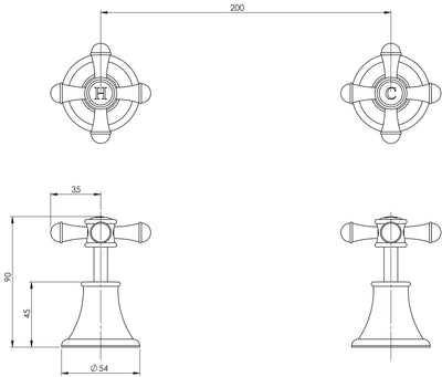 PHOENIX NOSTALGIA WALL TOP ASSEMBLIES CHROME
