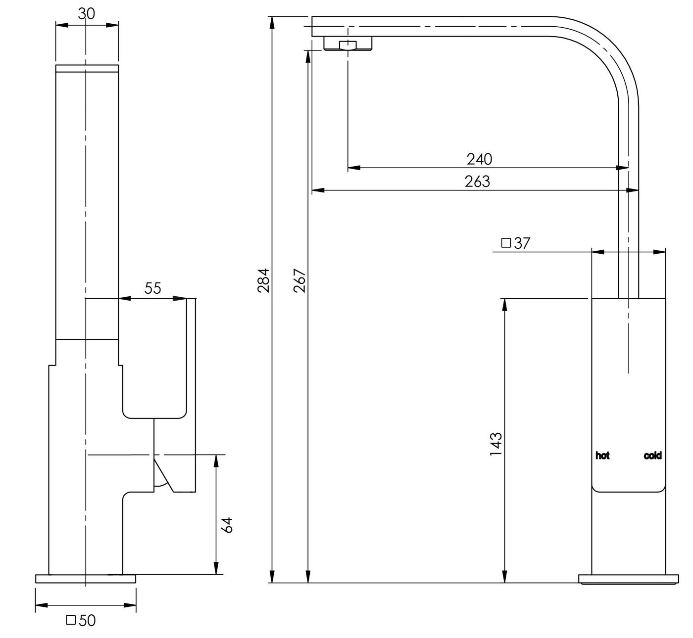 PHOENIX RADII SINK MIXER 240MM CHROME