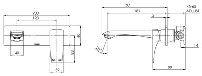 PHOENIX AGRO WALL BASIN MIXER SET 180MM CHROME